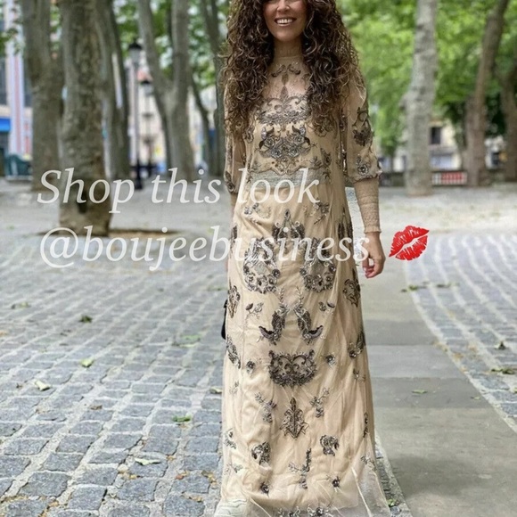 ZARA BNWT Embroidered Dress with Beading - Picture 3 of 10